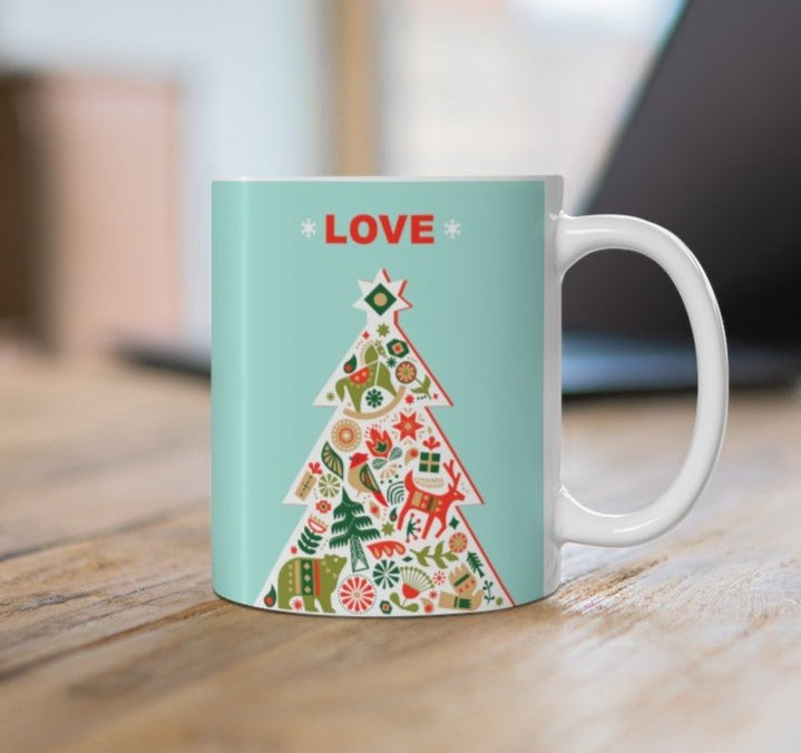 Love-Filled Ceramic Mug for Christmas Tree Lovers - 11oz
