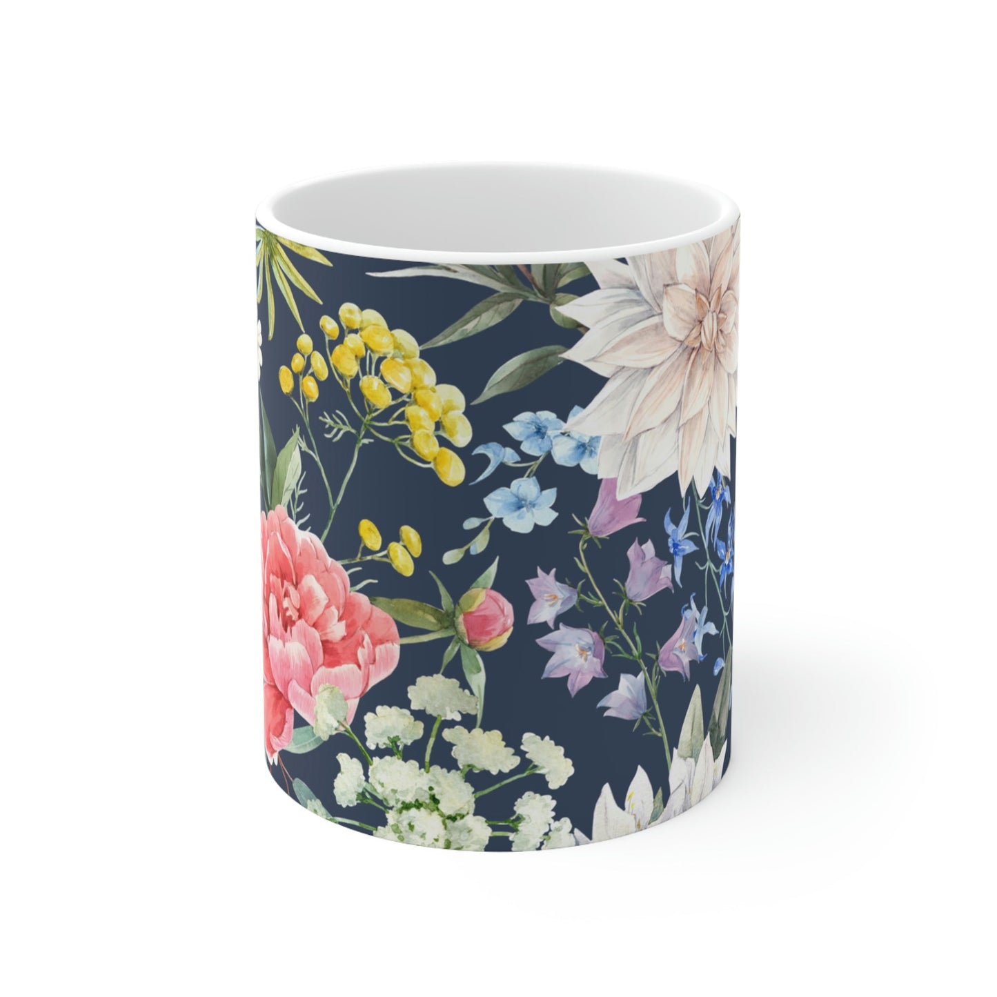 Floral Navy Mug for Coffee and Tea