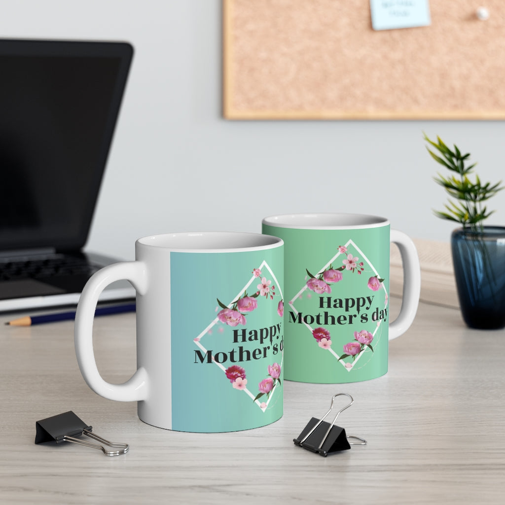 Peony Theme 11oz Mug for a Joyful Mother's Day