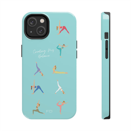 Blue iPhone Tough Case with Wireless Charging for Yoga Enthusiasts