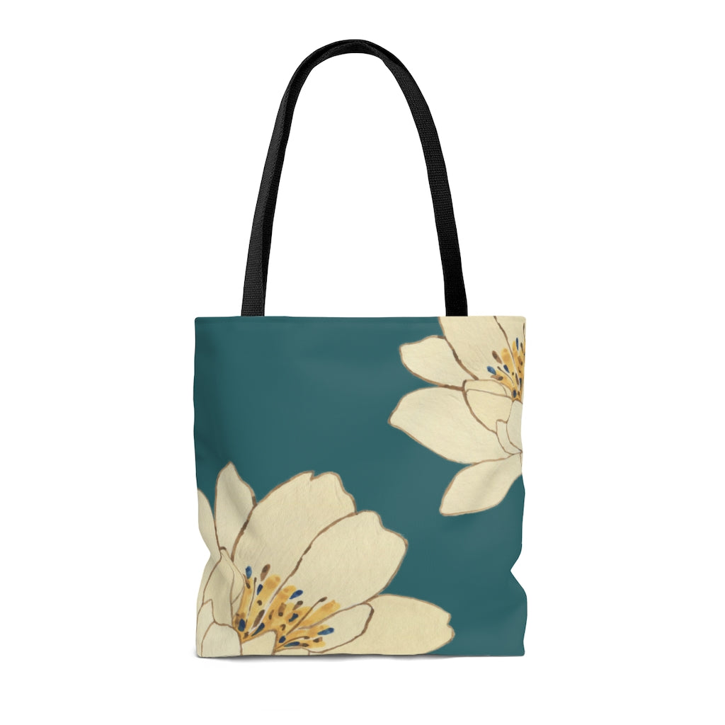Medium Green Floral Beach Tote Bag - Shopper