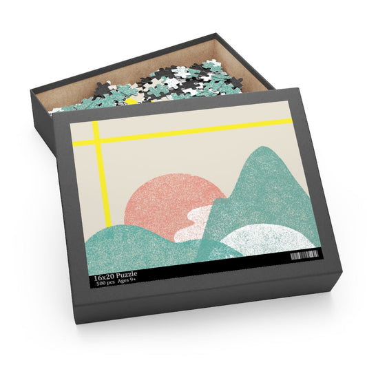 500-Piece Jigsaw Puzzle Featuring a Landscape of Yellow Stripes