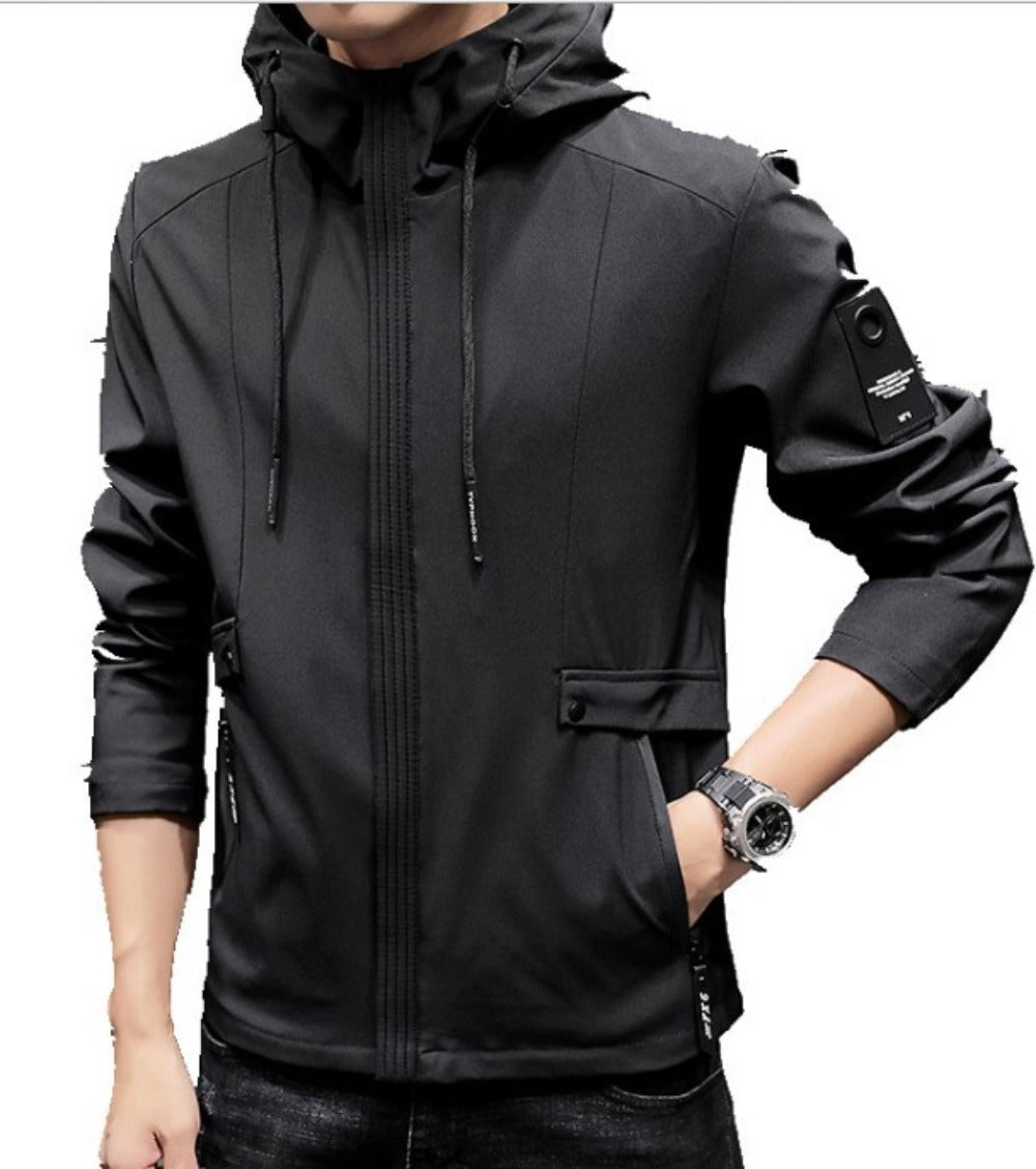Zippered Street Style Hooded Jacket for Men