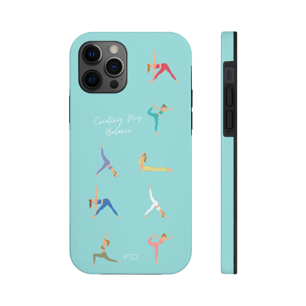 Blue iPhone Tough Case with Wireless Charging for Yoga Enthusiasts