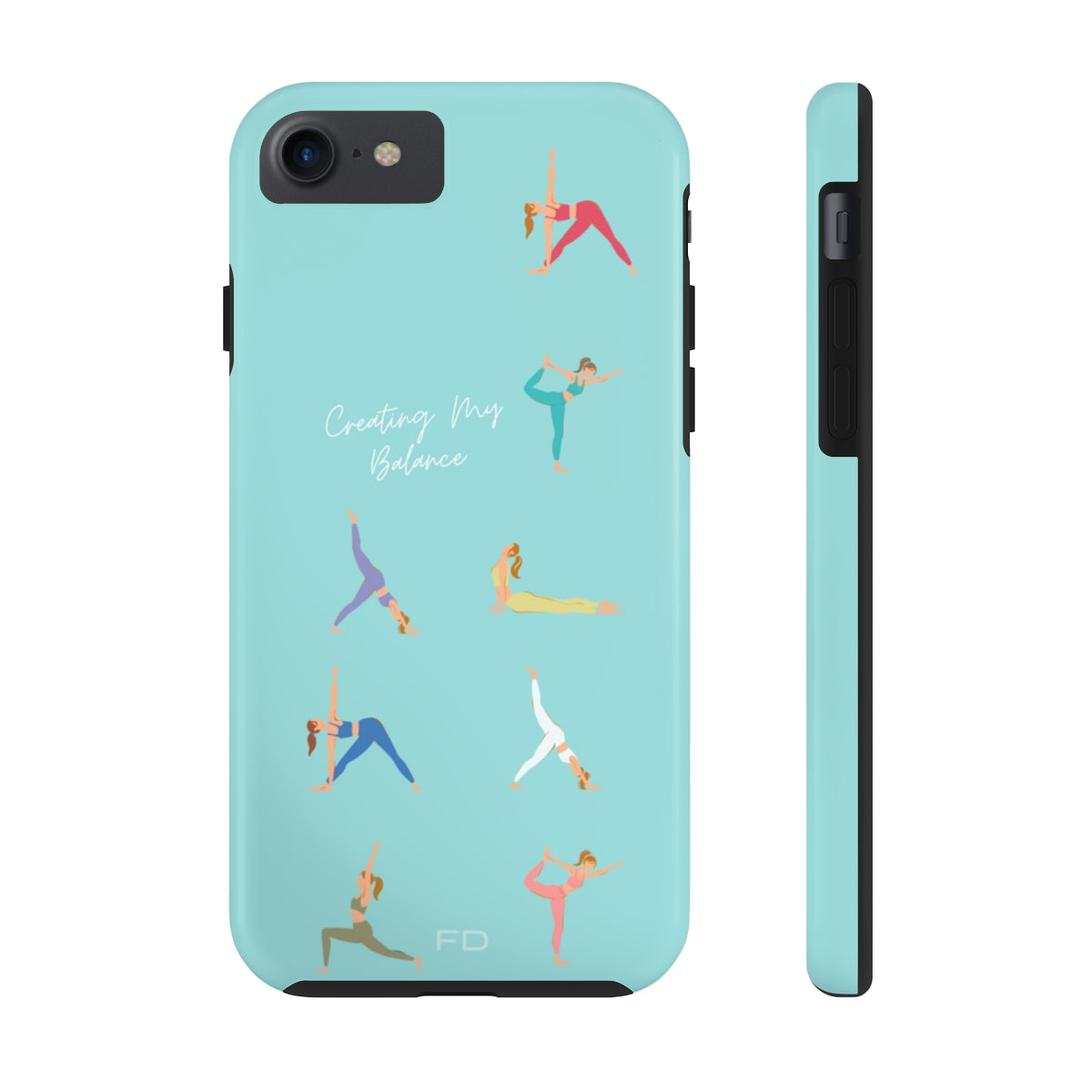Blue iPhone Tough Case with Wireless Charging for Yoga Enthusiasts