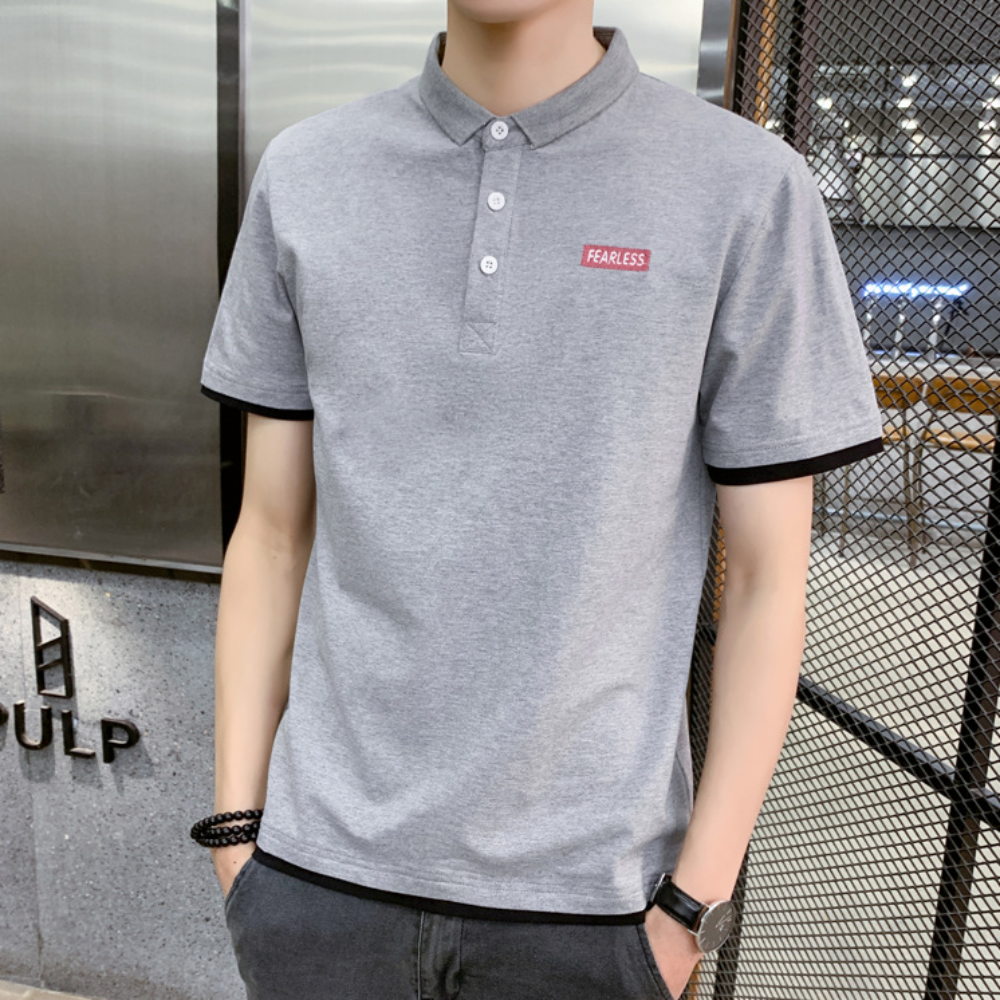 Layered Look Polo Shirt for Men with Short Sleeves