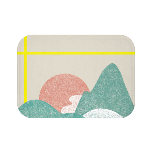 Yellow Striped Landscape Bath Mat for Home Decor
