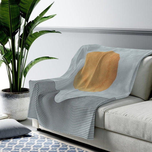 Blue Plush Throw Blankets with Sun Abstract Design - Available in 3 Sizes