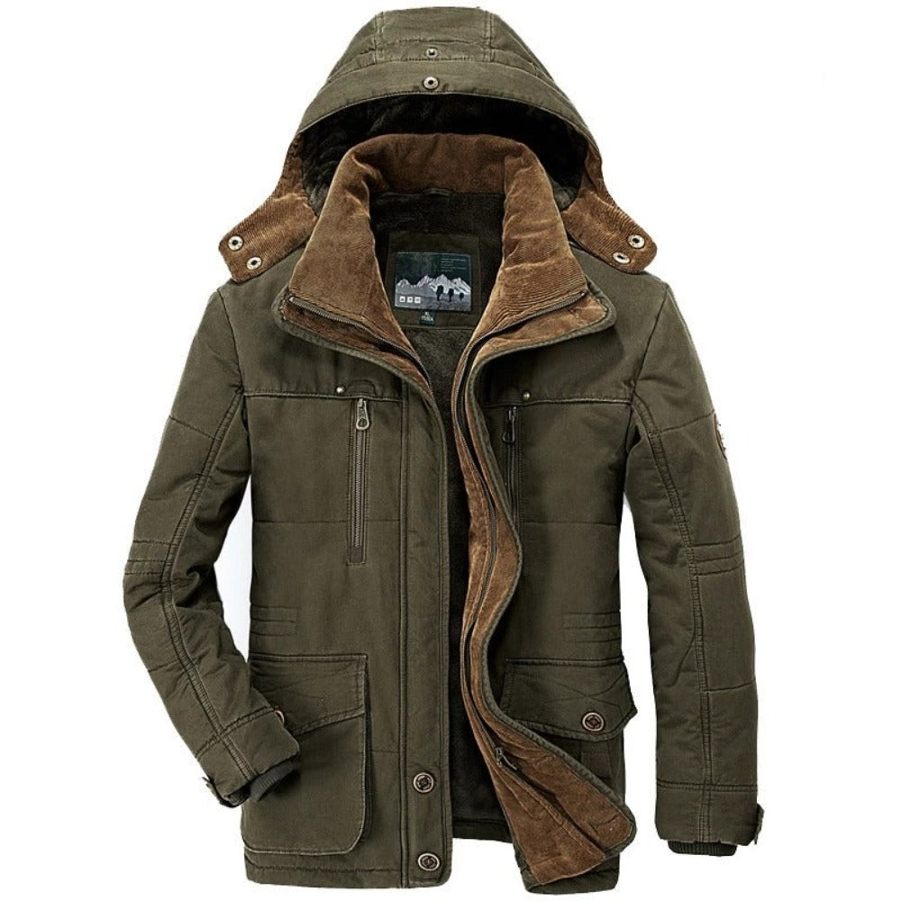 Hooded Winter Parka Coat for Men with Inner Fleece