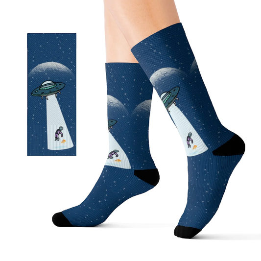 Pizza Extraterrestrial Adventure Novelty Socks