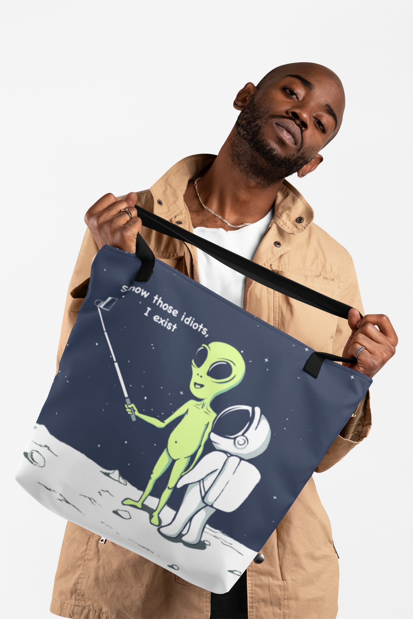 Alien Comedy: Proving My Existence Tote Bag (Medium)