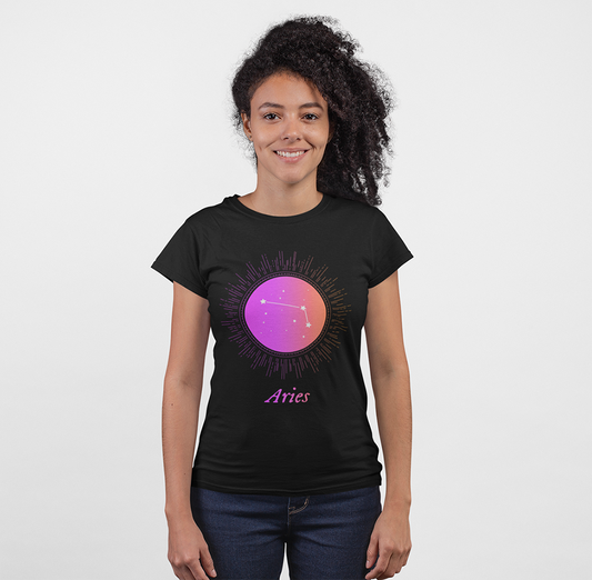 Gradient Aries Zodiac Tee for Women