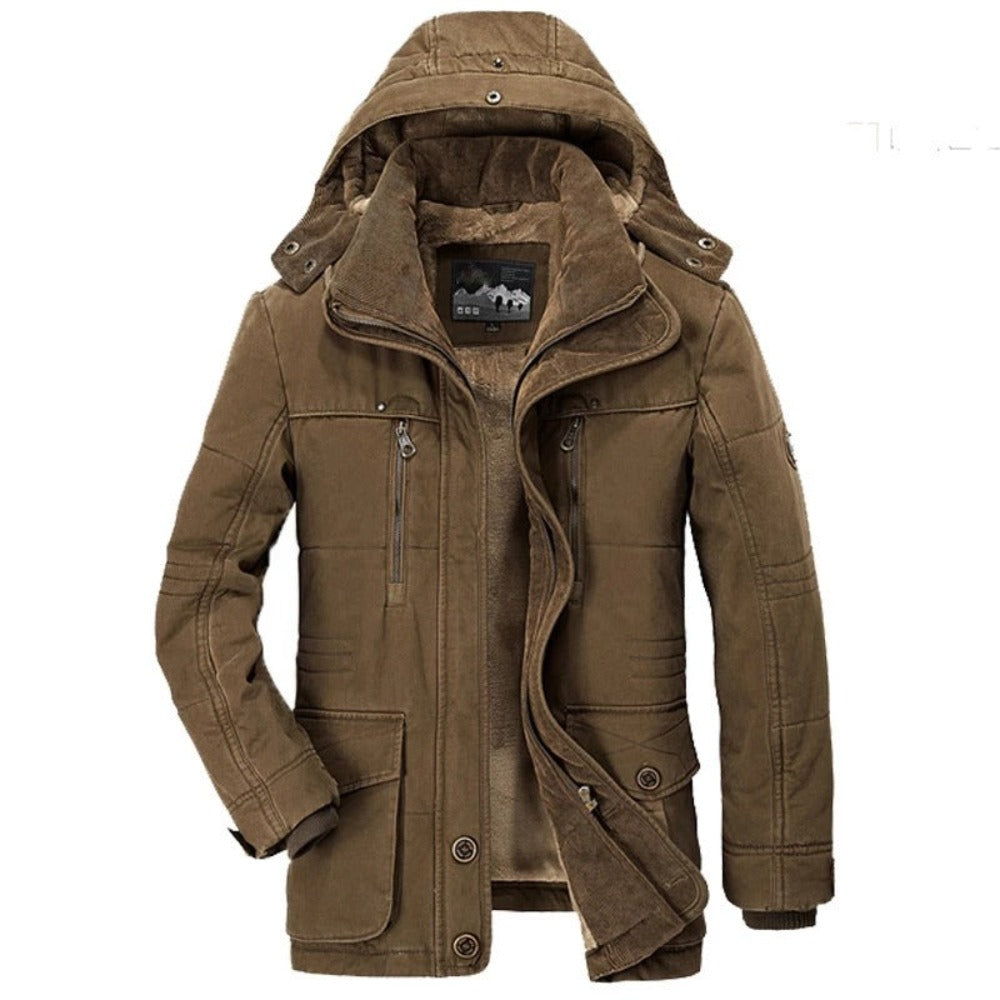 Hooded Winter Parka Coat for Men with Inner Fleece