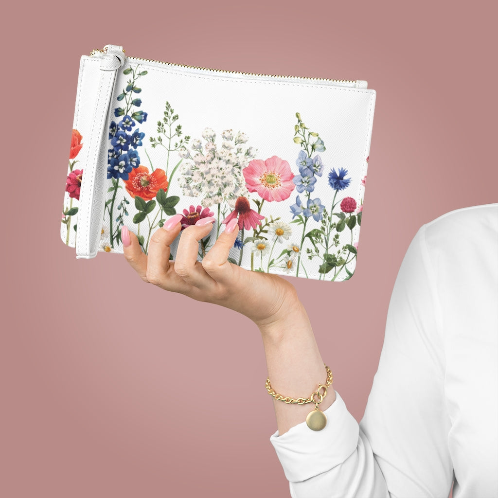 Zipped Clutch Bag with a Floral Design