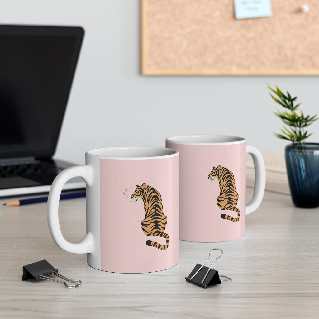 11 oz Pink Leopard Coffee Cup
