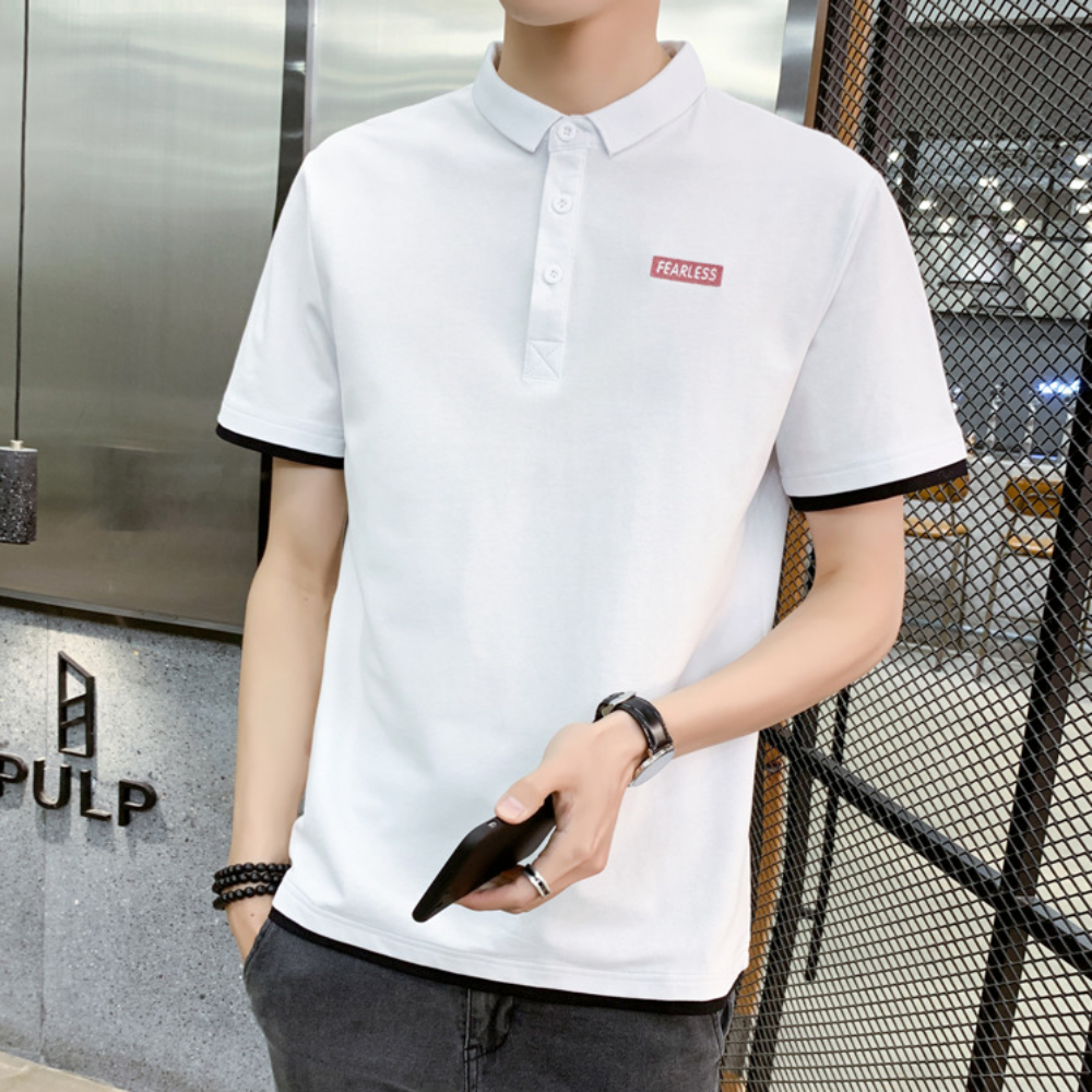 Layered Look Polo Shirt for Men with Short Sleeves