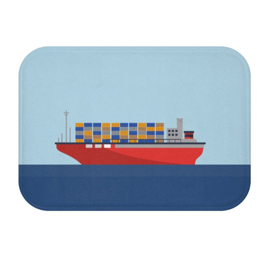 Ocean Cargo Ship and Containers Bath Mat