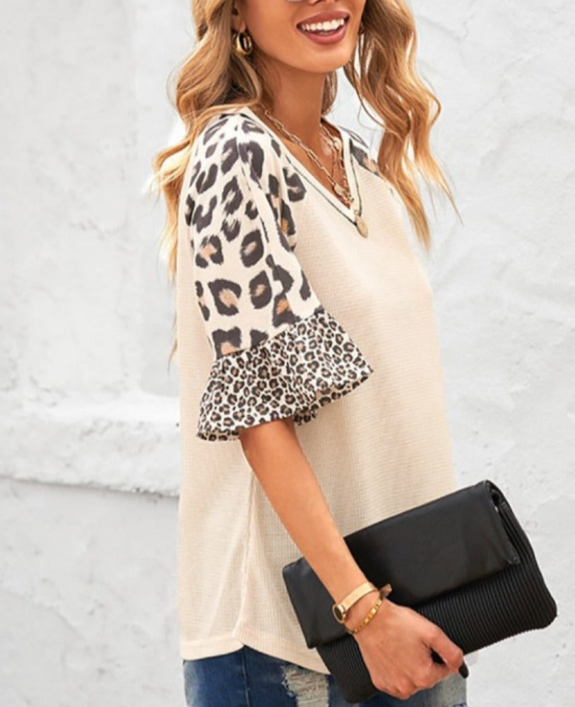 Leopard Print Womens Sleeve Top