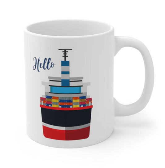 11oz Ceramic Mug - Cargo Vessel Container Ship Design