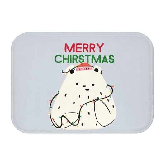 Christmas Lights and Polar Bear Bathroom Rug Home Decor