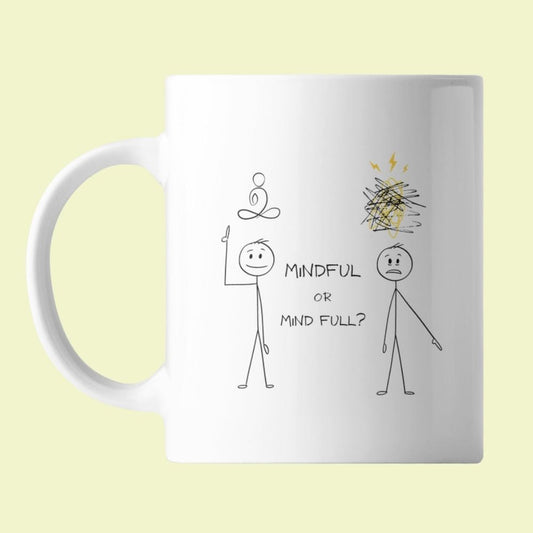Mindful Ceramic Mug with Humorous Stick Figure Design 11oz