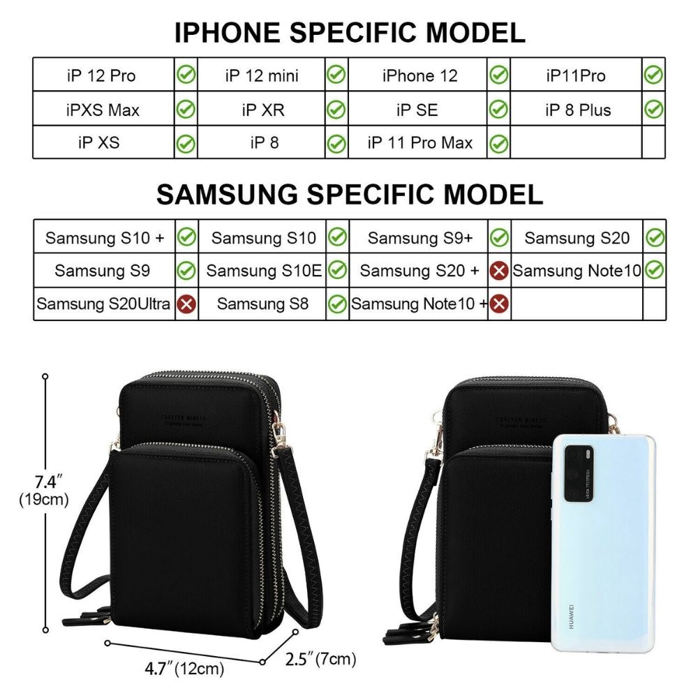 Crossbody Wallet Pouch for Touchscreen Devices