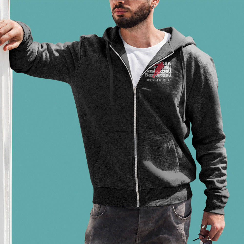 Full-Zip Hooded Sweatshirt for Men's Basketball Players