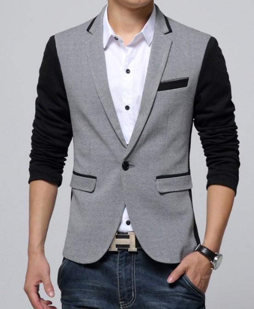 Short Casual Blazer Jacket for Men with Single Button