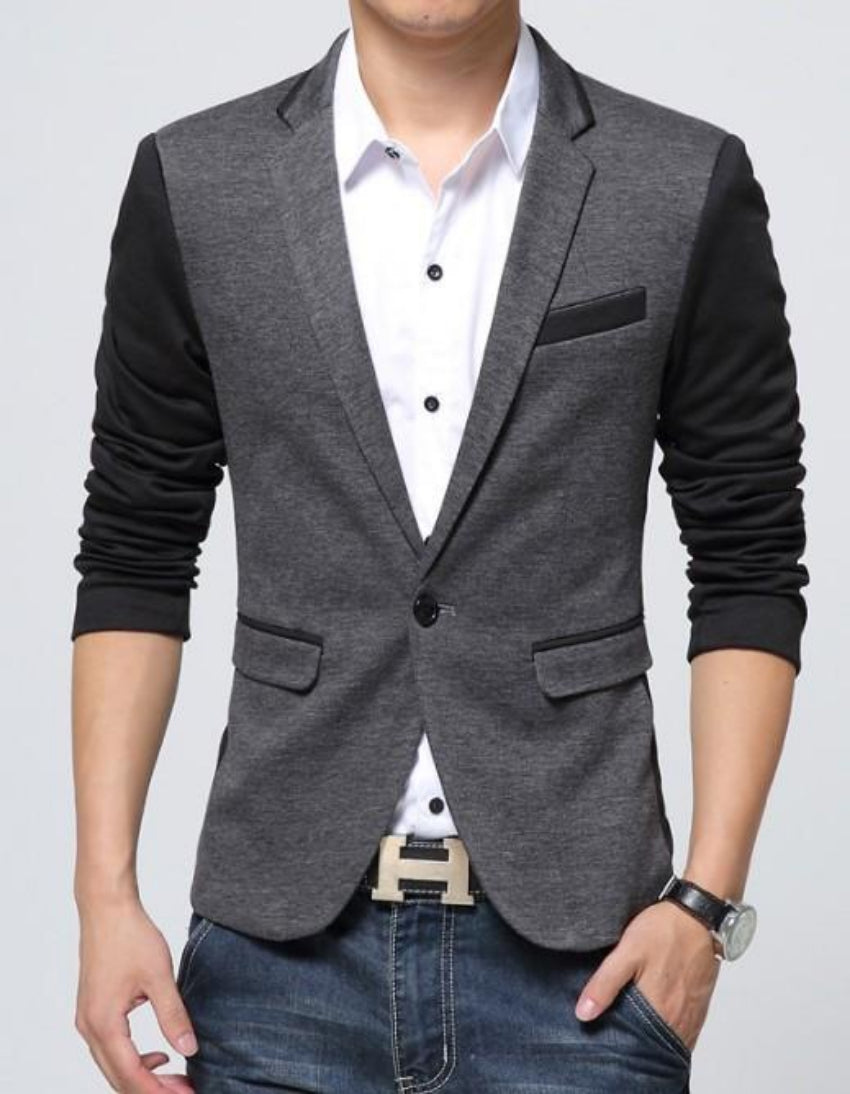 Short Casual Blazer Jacket for Men with Single Button