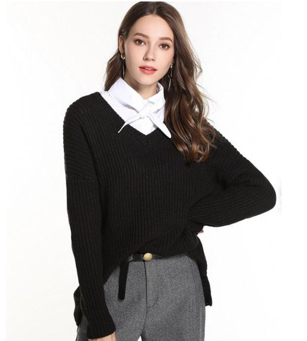 Casual Sweater for Women with a V Neck Design