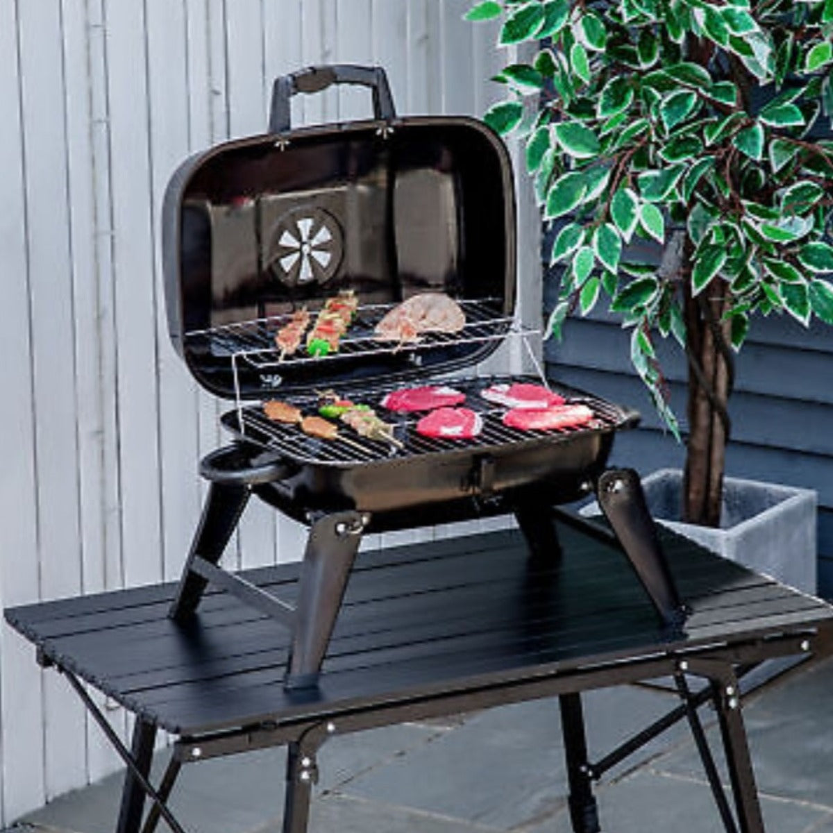 Portable Charcoal Grill for Tabletop Barbecuing