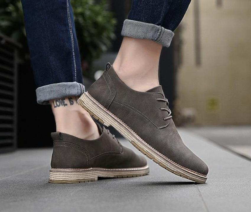 Casual Lace Up Shoes for Men in Faux Suede