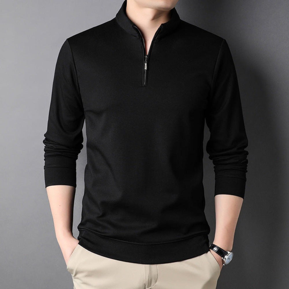 Long Sleeve Men's Casual Top with Stand Collar