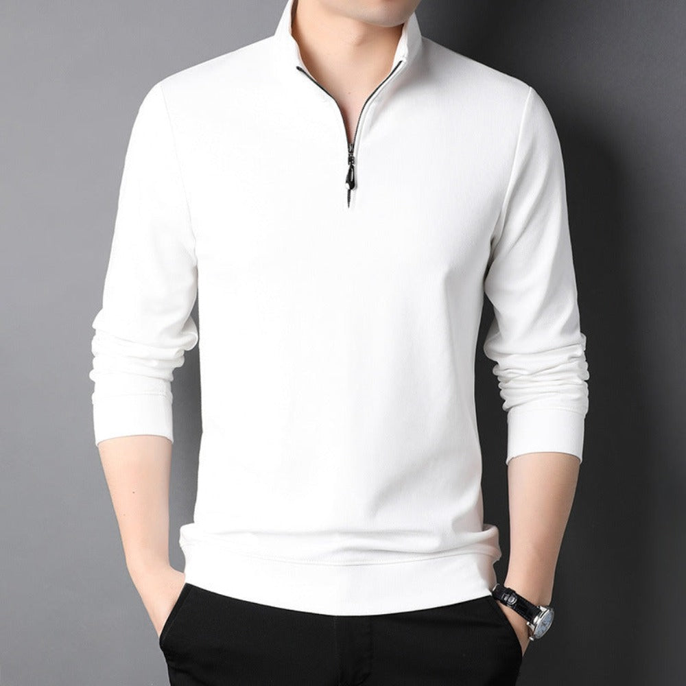 Long Sleeve Men's Casual Top with Stand Collar