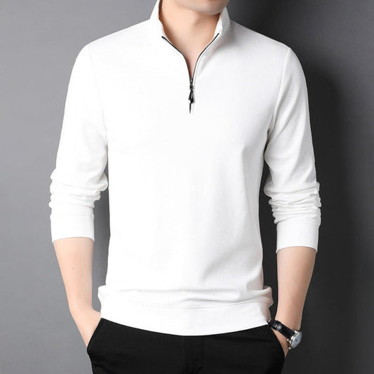 Long Sleeve Men's Casual Top with Stand Collar