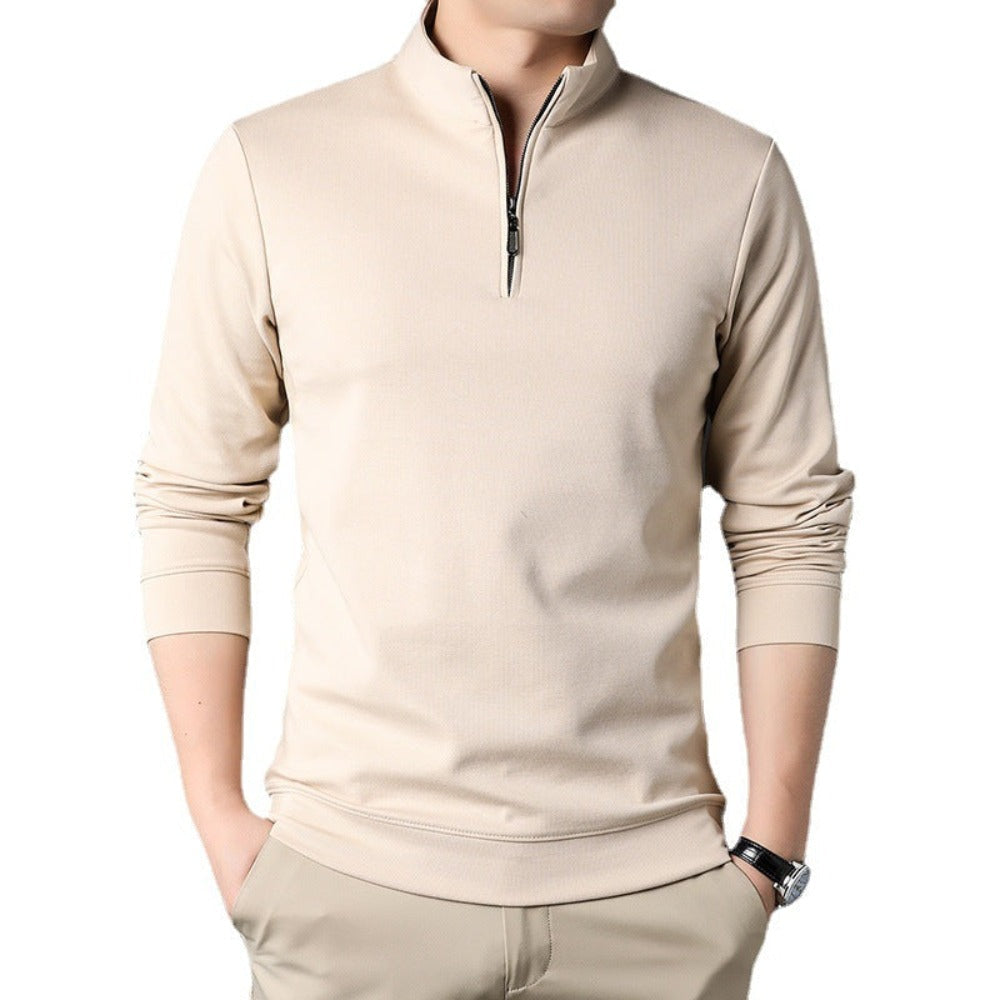Long Sleeve Men's Casual Top with Stand Collar