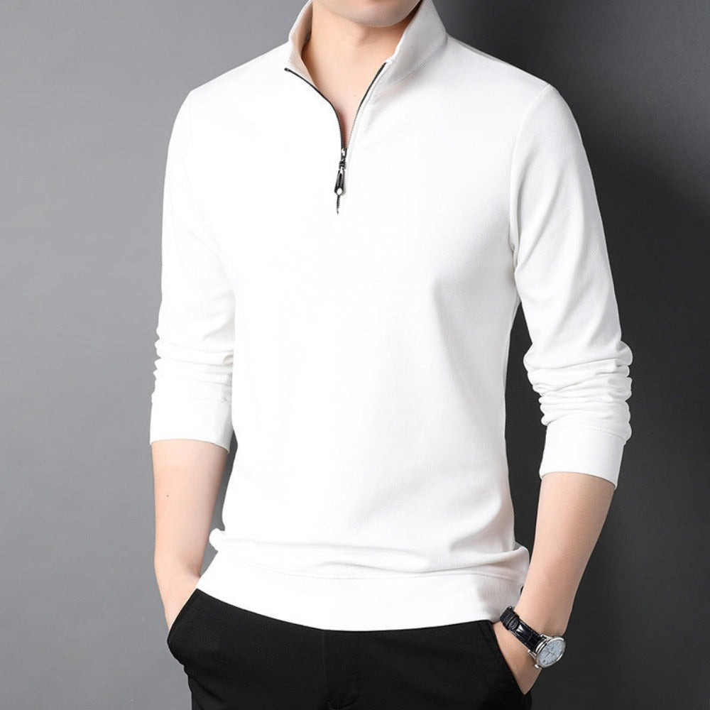 Long Sleeve Men's Casual Top with Stand Collar
