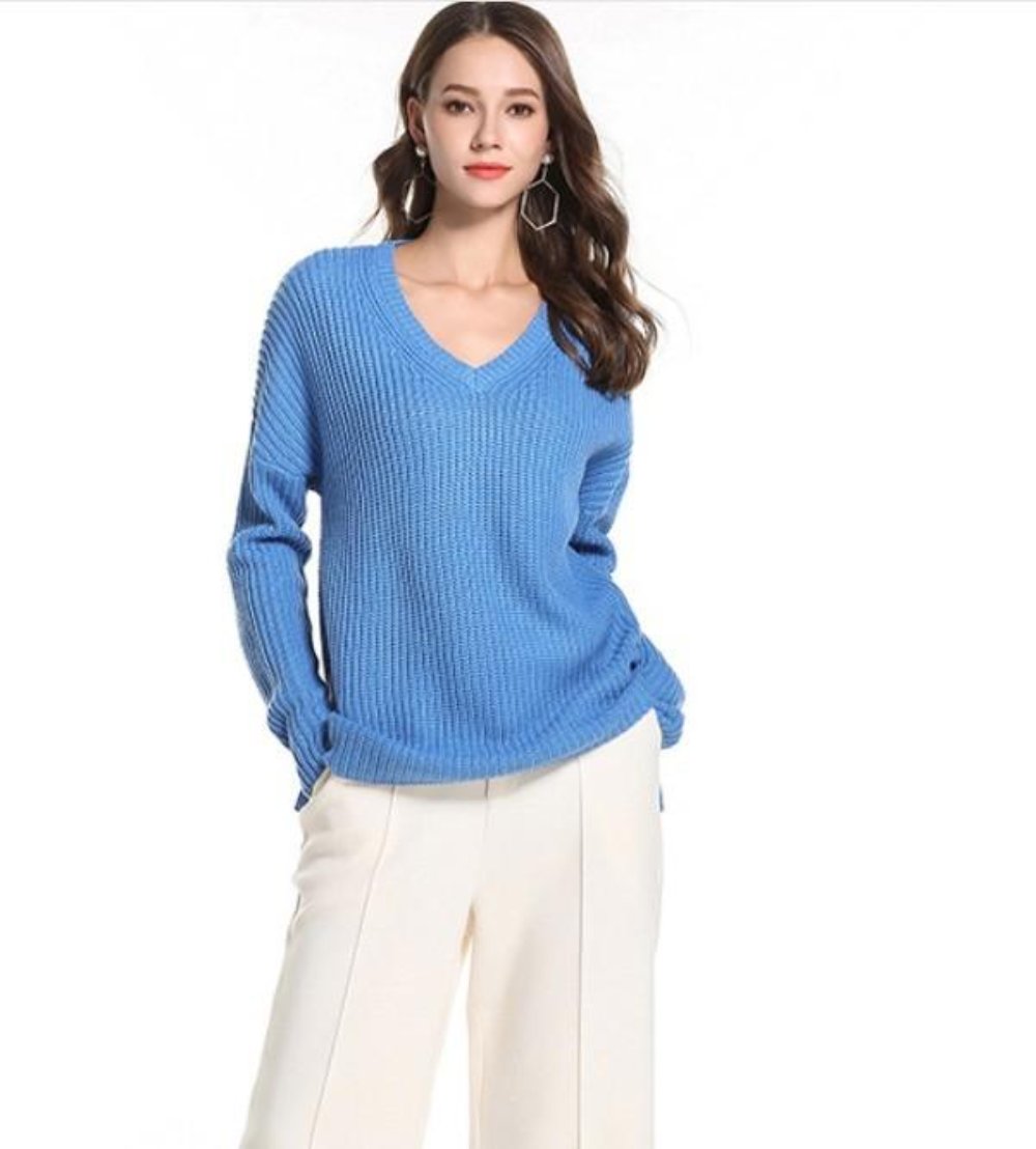 Casual Sweater for Women with a V Neck Design