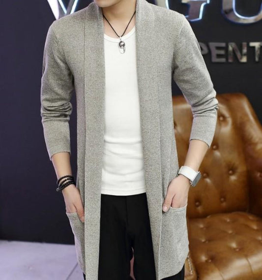 Men's Cardigan with Shawl Collar and Medium Length