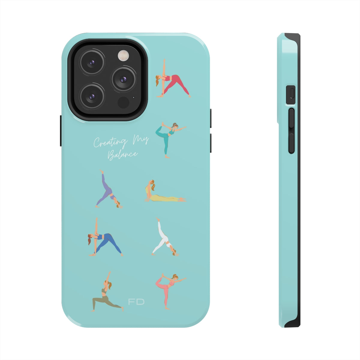 Blue iPhone Tough Case with Wireless Charging for Yoga Enthusiasts