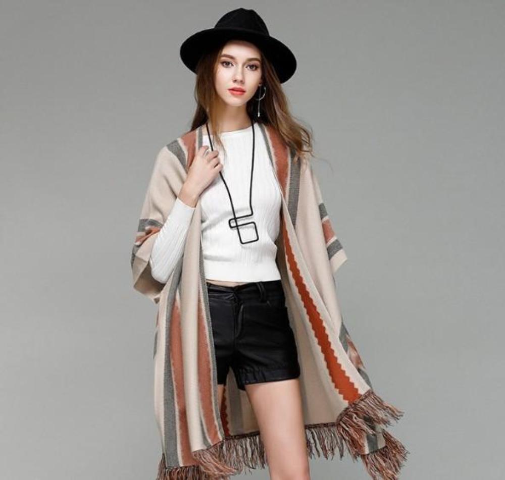 Ladies' Loose Fit Open Front Batwing Shawl