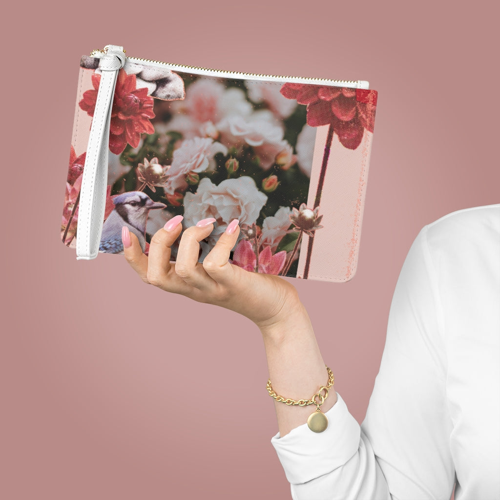 Floral Edgy Style Plant-Based Zippered Clutch Purse