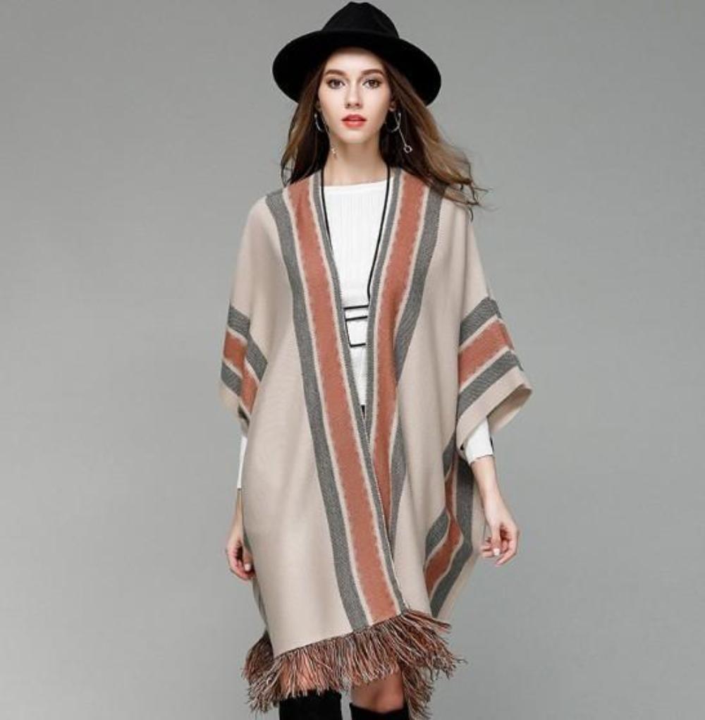 Ladies' Loose Fit Open Front Batwing Shawl