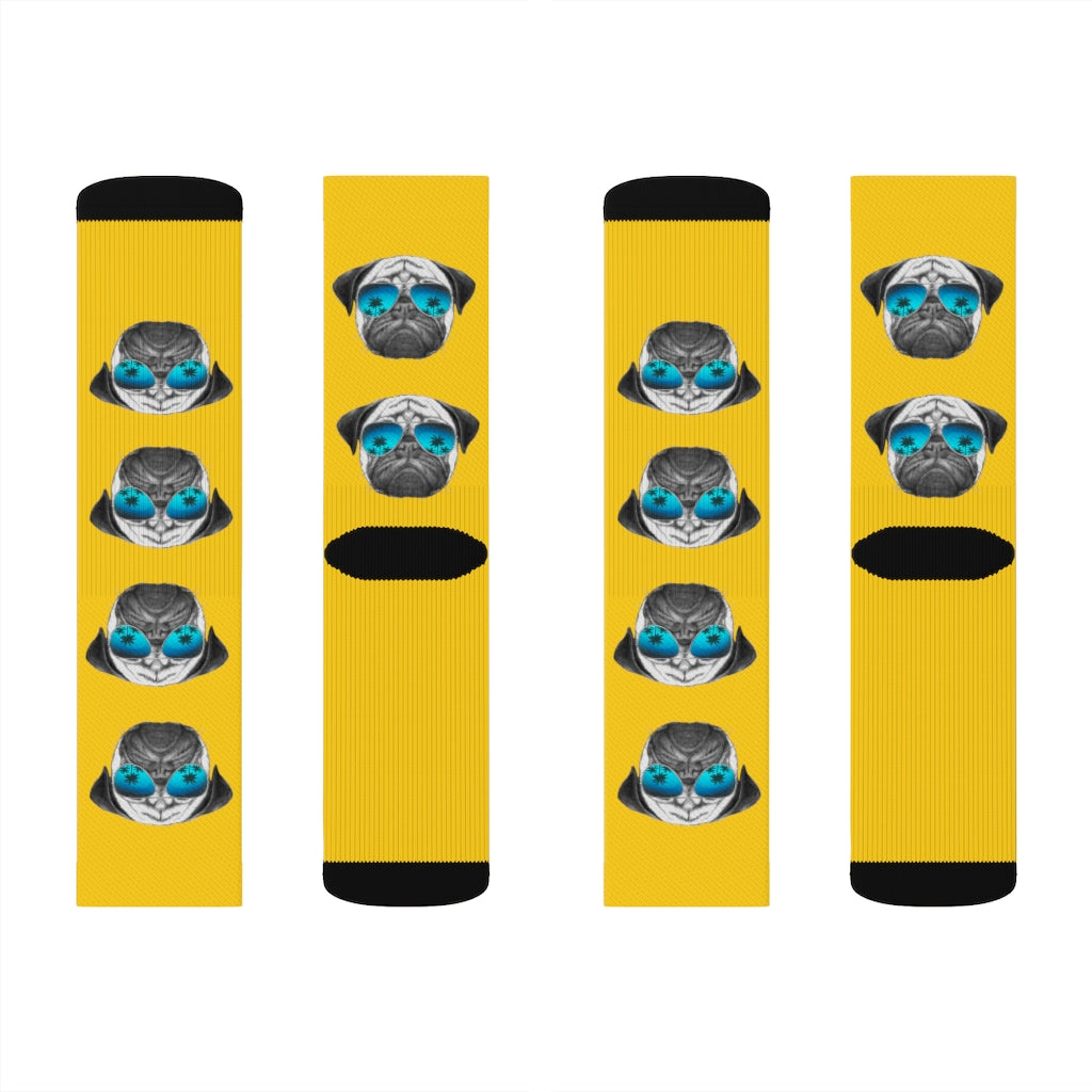Novelty Socks with a Pug Wearing Sunglasses