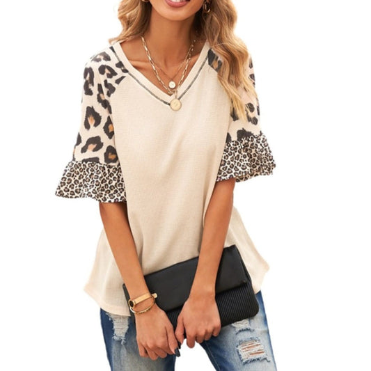 Leopard Print Womens Sleeve Top