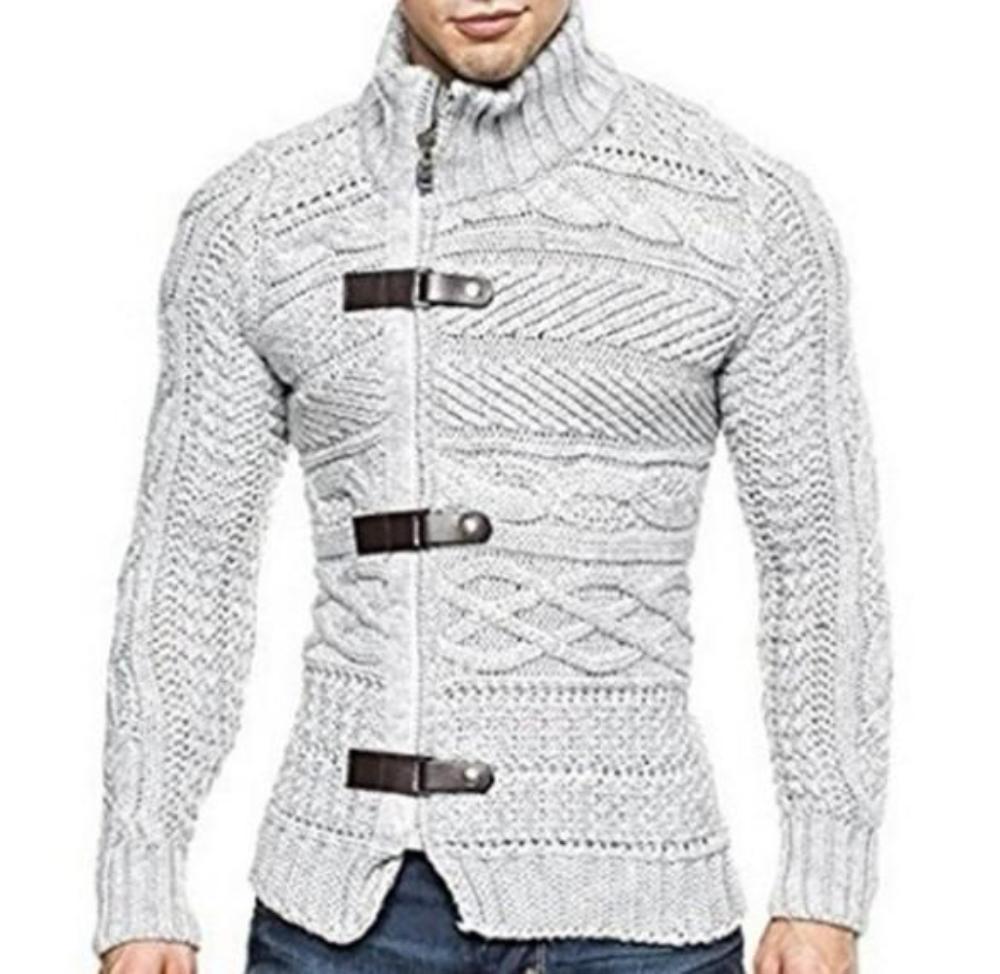 Slim Fit High Collar Men's Cardigan