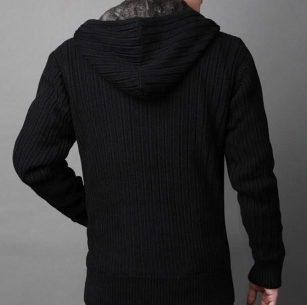 Layered Inner Mens Hooded Cardigan