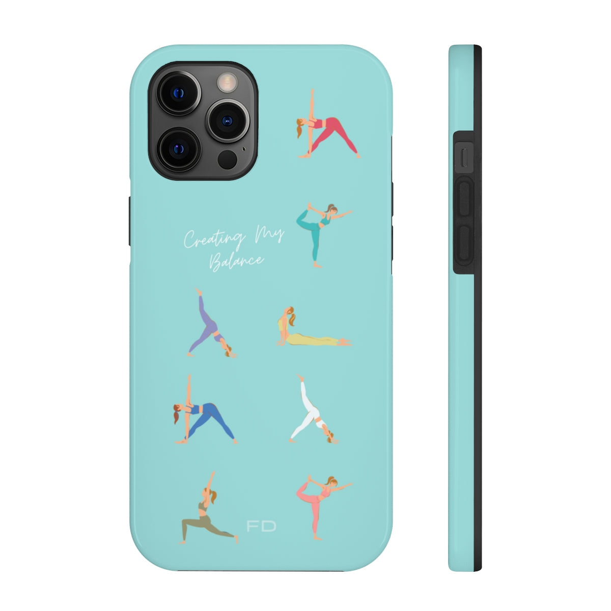 Blue iPhone Tough Case with Wireless Charging for Yoga Enthusiasts
