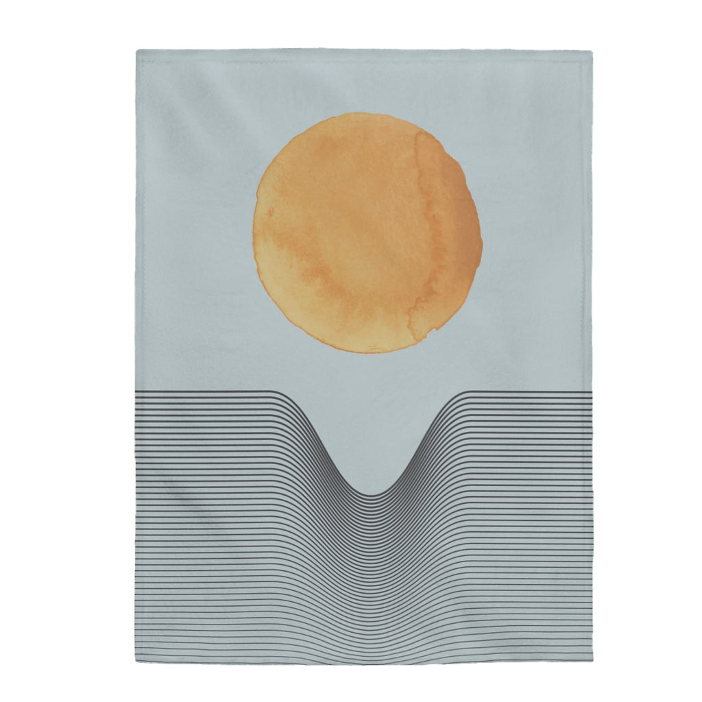 Blue Plush Throw Blankets with Sun Abstract Design - Available in 3 Sizes