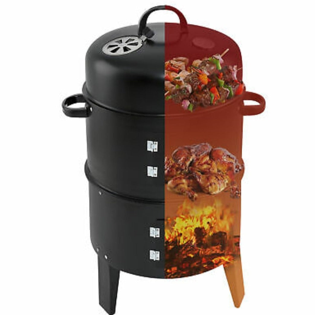 Outdoor BBQ Roaster with Triple Layer Functionality
